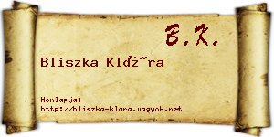 Bliszka Klára névjegykártya